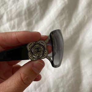 CHANEL Swarovski Crystal Camelia CC Sunglasses
